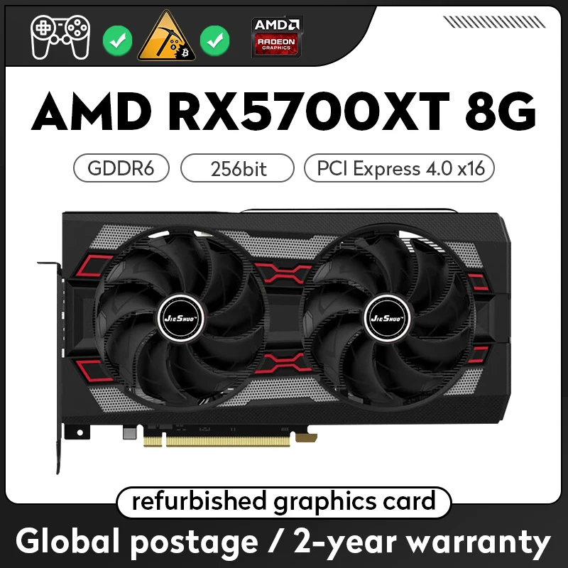 Jieshuo Rx 5700Xt Scheda Grafica Da 8Gb 256-Bit 8Pin Gddr6Rx 5700 Xt Supporto Per Scheda Video Cpu Desktop Rx5700Xt Scheda Grafica Del Computer