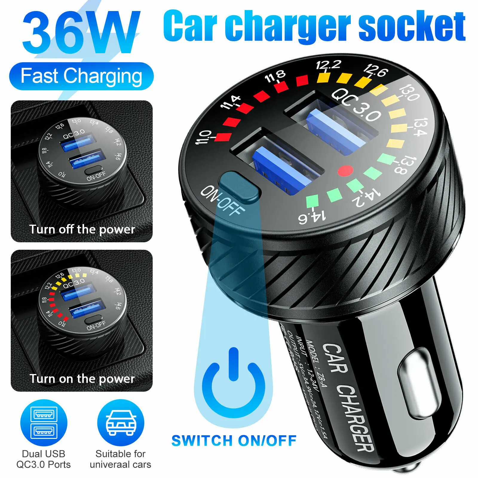 36W ڵ     USB Ʈ    LED  ܼƮ w/ON/OFF ġ  ڵ ȭ 