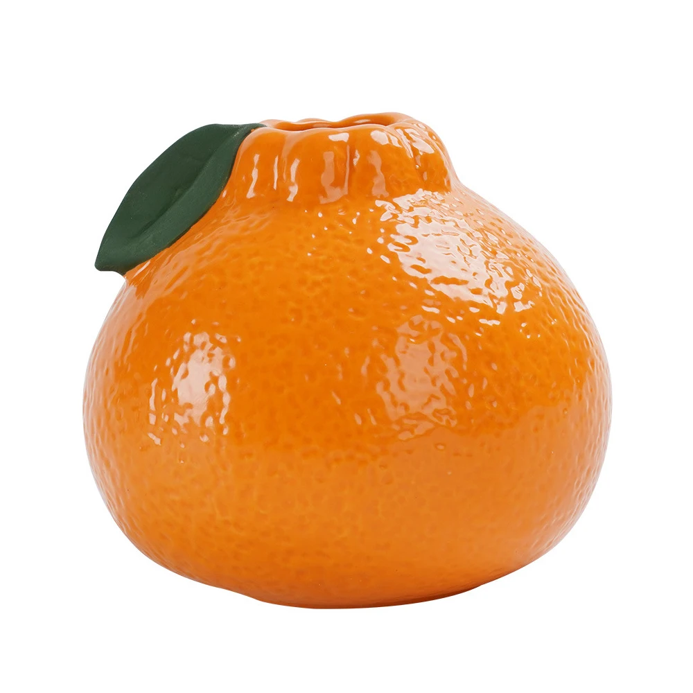 Orange Ceramic Fruit-Shaped Decorative Vase