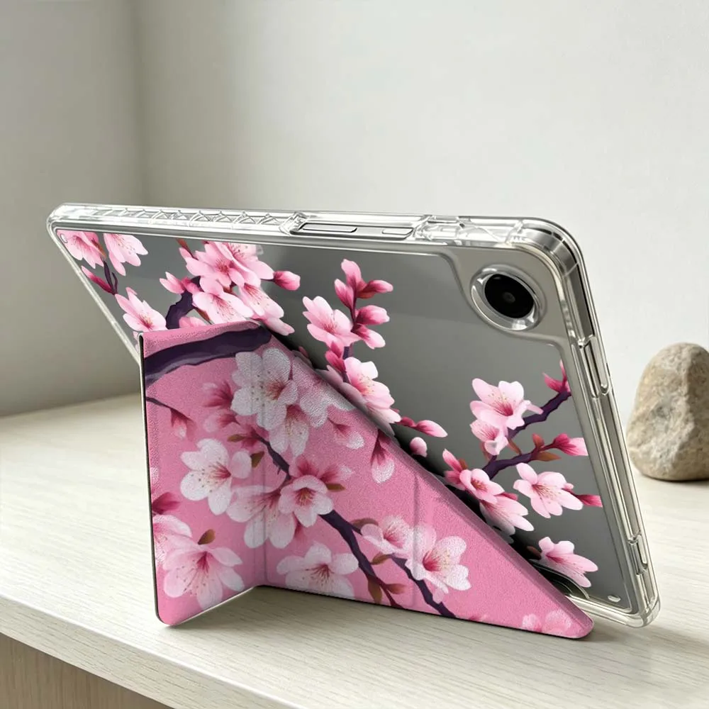 Pink Cherry Blossom Pattern Soft Foldable Tablet Case