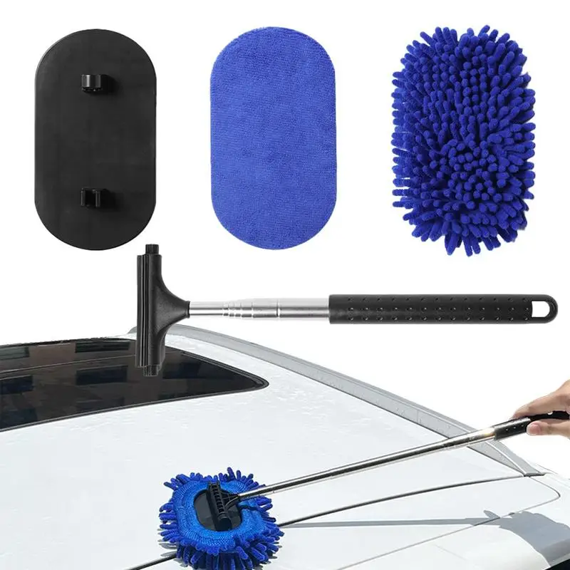 

Portable Car Scrub Brush Universal Microfiber Cleaning Brush Kit Long Handle Wiper With Flexible Rotation Head Fog Cleaning Tool
