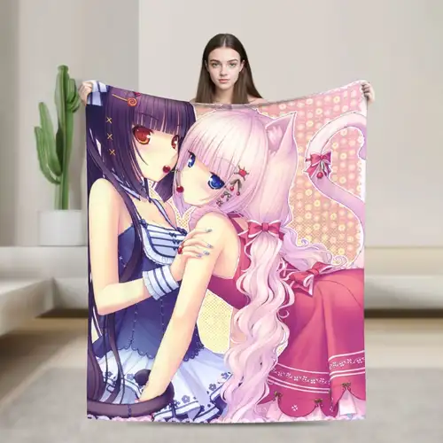 Shigure Minaduki and Fraise Nekopara Anime Blanket  Flannel Funny Soft Throw Blankets for Bed Sofa Autumn/Winter - Image 10