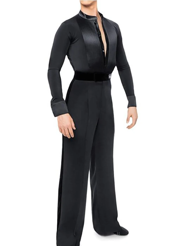 Profession Ballroom Latin Dance Clothes Men High Quality Standard Black Gentleman Waltz Flamenco Dancing Shirt