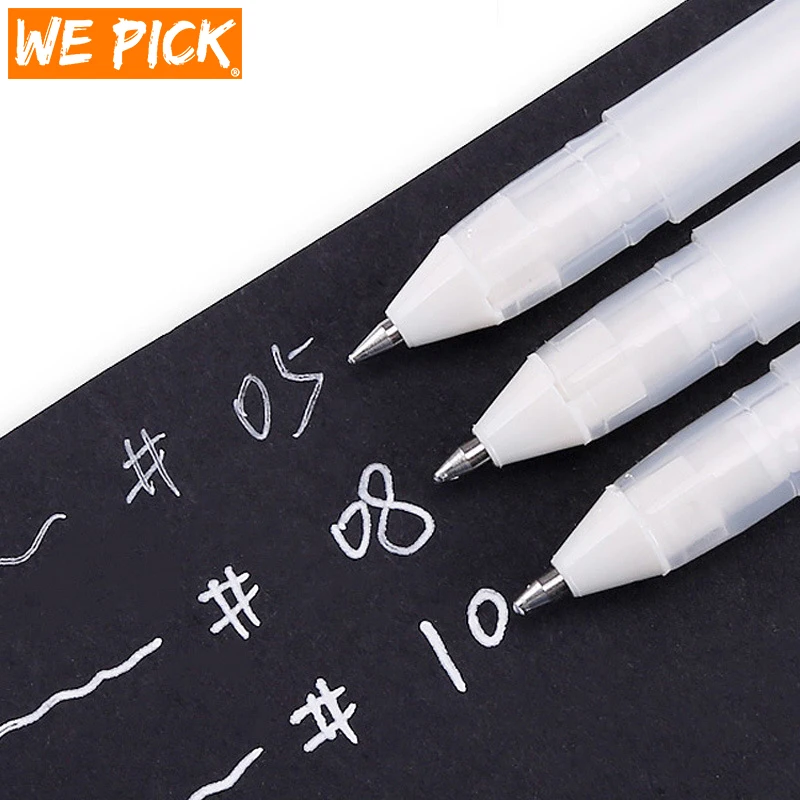 Sakura Gelly Roll Gel Pen White Color 0.5mm 0.8mm 1.0mm High Light Marke Black Cardboard Art Painting Line Pens | Канцтовары для