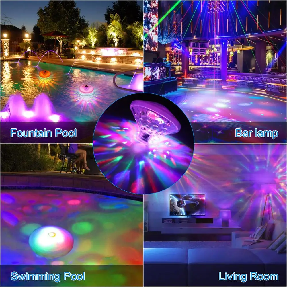 Projecteur lumineux flottant sous-marin, 8 Modes, Ip67, imperméable,  coloré, lampe décorative de paysage d'étang et de piscine