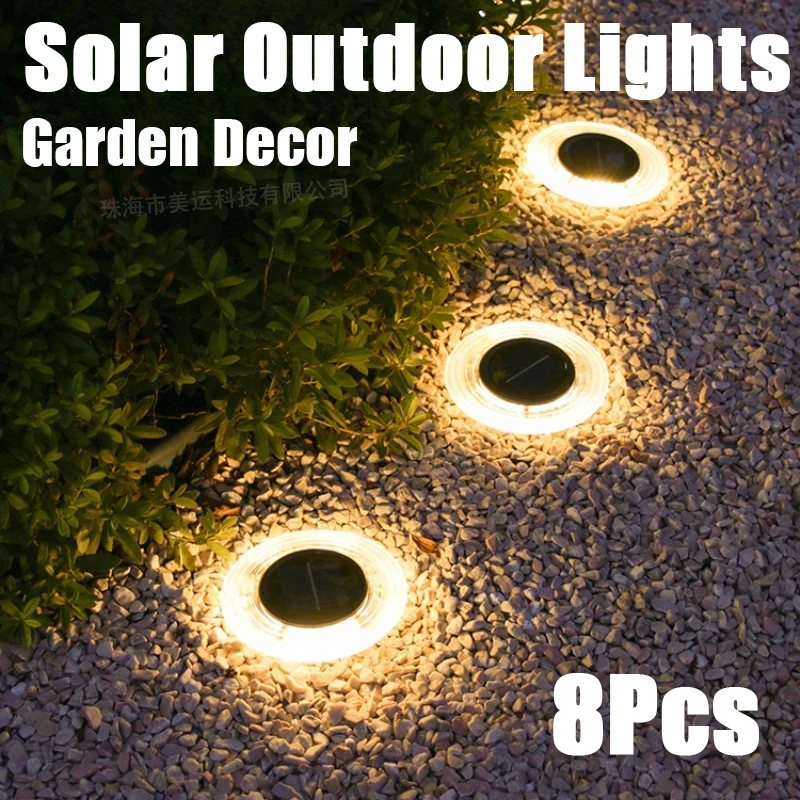 8Pcs Solar Buried Light Outdoor Courtyard Small Courtyard Waterproof Garden Landscape Decor Landscape Ground Insertion Lawn Lamp