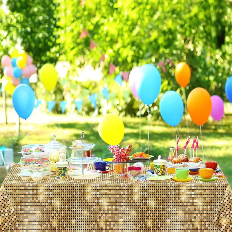 Disco birthday party supplies Tablecloth Las Vegas theme decorated sequin pe tablecloth size 137*274cm