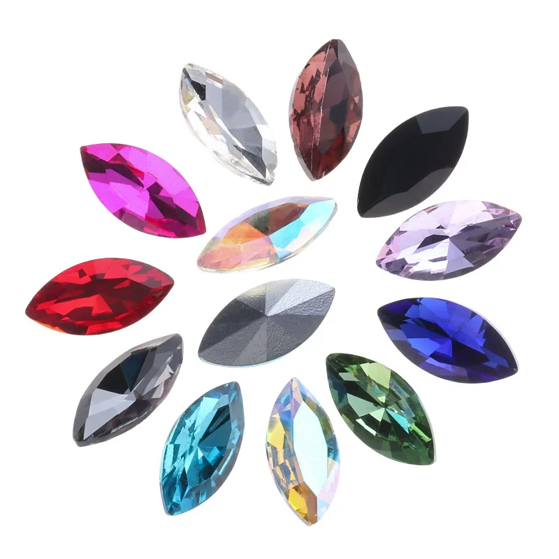5x10mm Piontback 라인 석 반짝 이는 유리 크리스탈 스톤 비즈 의류 공예에 대한 라인 석에 바느질 바느질 액세서리 보석