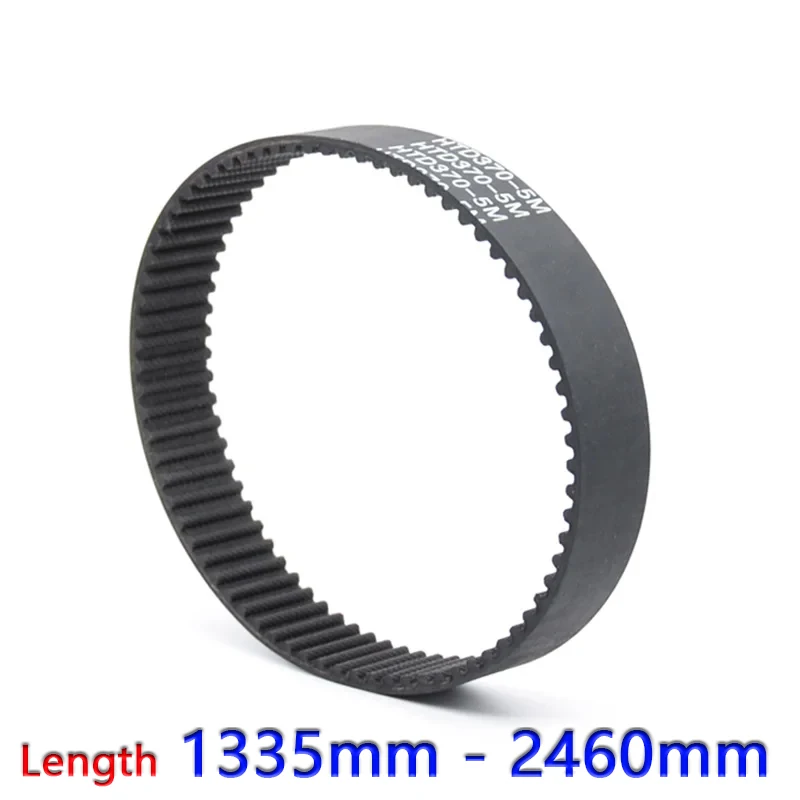 

Width 10/15/20/25/30mm HTD-5M Rubber Closed Loop Timing Belt Pitch 5mm Synchronous Belt Length 1335 1340 1350 1360mm to 2460mm