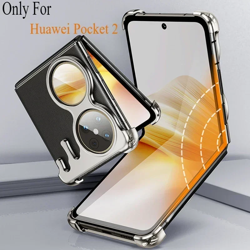 Eary Metal Frameless Case for Huawei Pocket 2 Phone Case with 360°Rotatable Stand Bumper Protective Magsafe Wireless charge