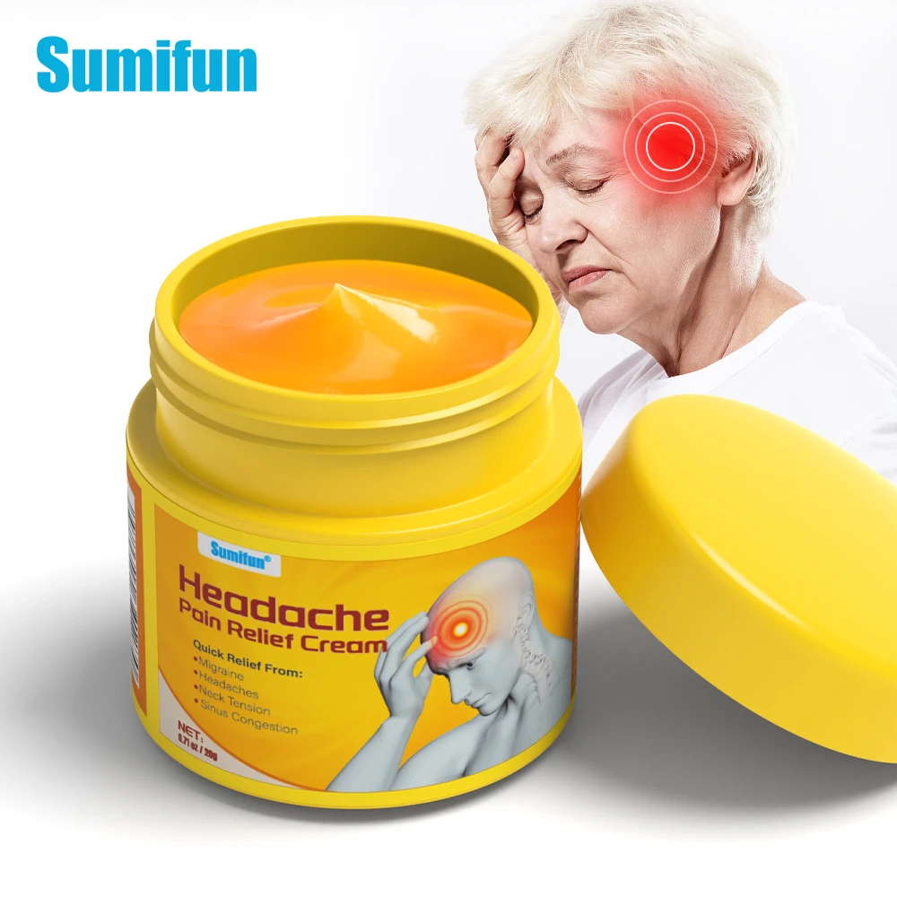 Migraine Headache Relief Cream Treat Brain Nerve Pain Medical Plaster Dizziness Neuralgia Painkiller Ointment 1/3/5Pcs