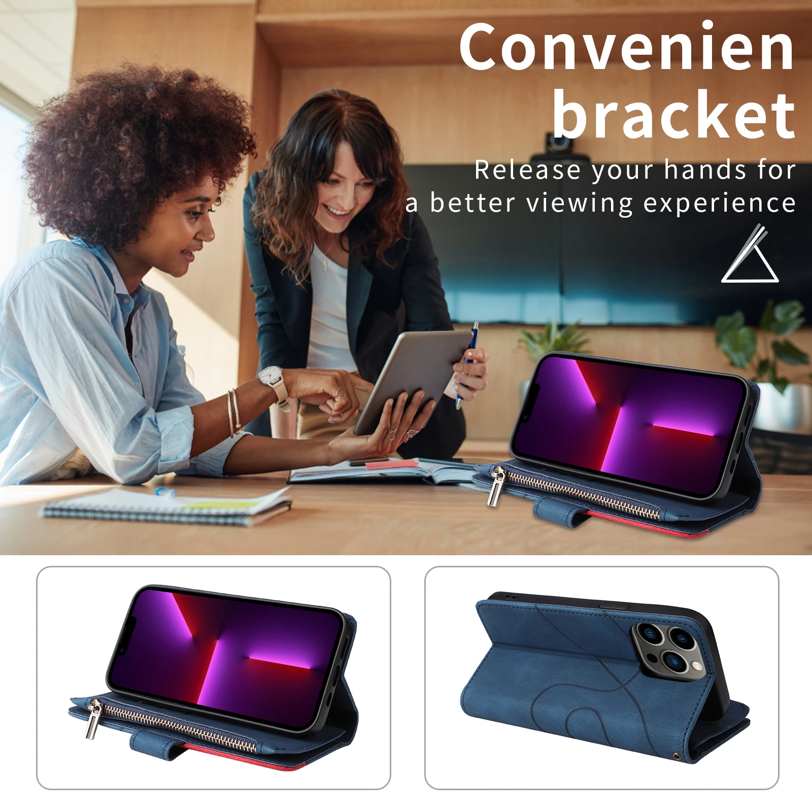 Elegant Leather Wallet Case with Flip Card Holder - Universal Design