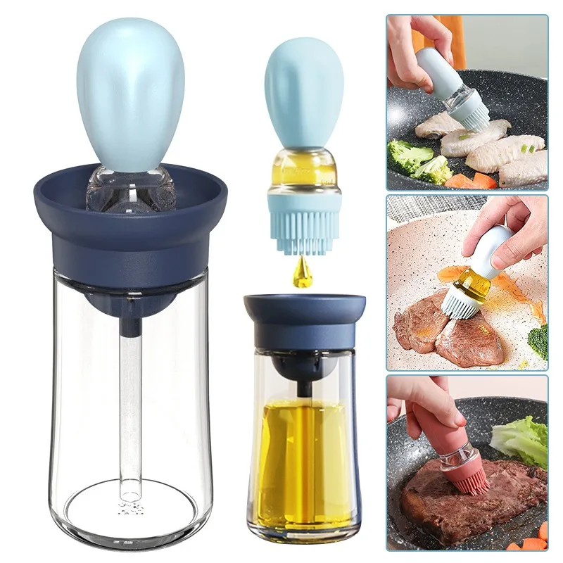 Oil Bottle Silicone Glass With Brush Barbecue Spray Bottle Dispenser Cooking Kitchen Tools