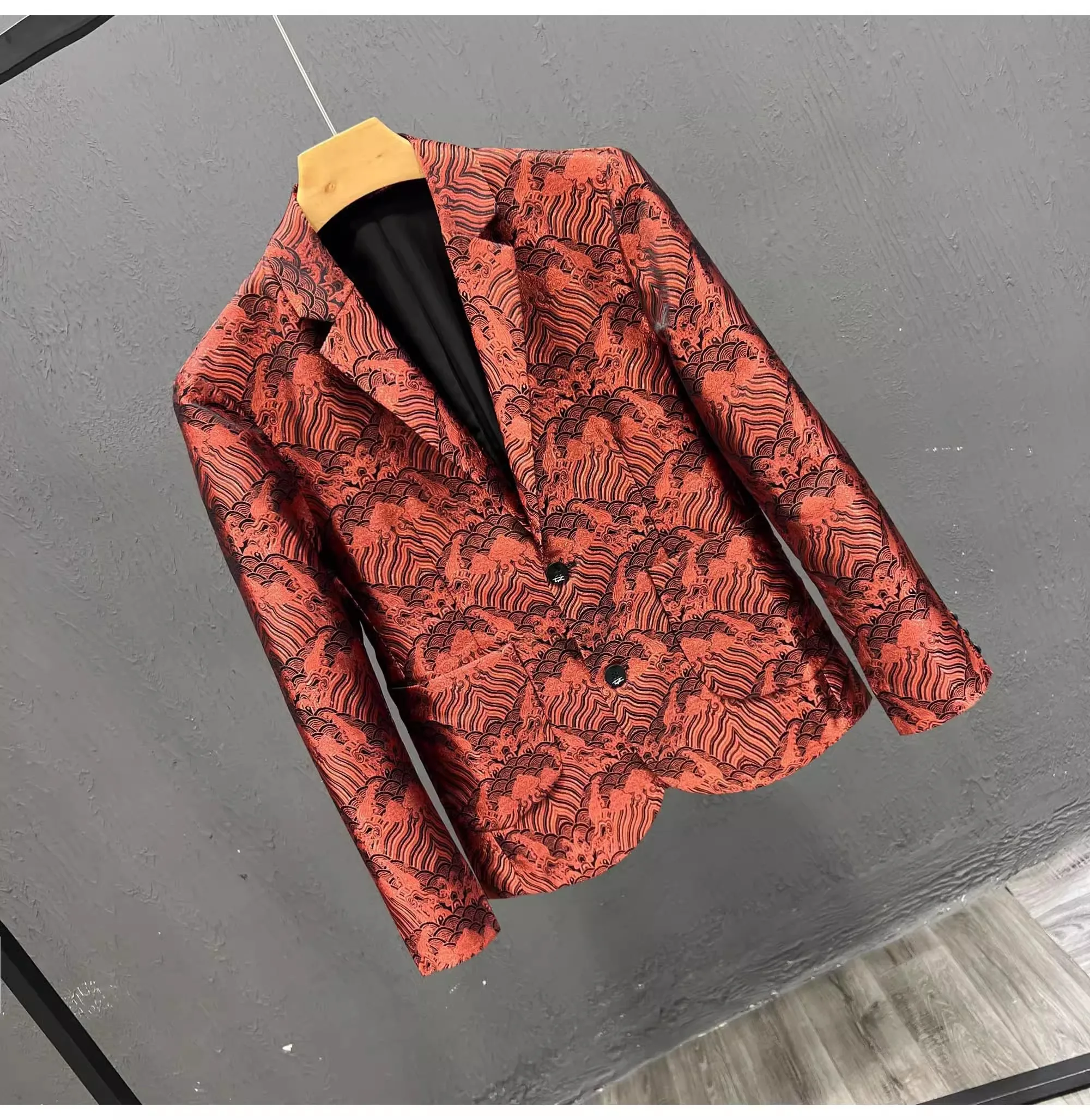 J-6024 High end patterned men's suit jacket for spring and autumn slimming performance clothing, suit