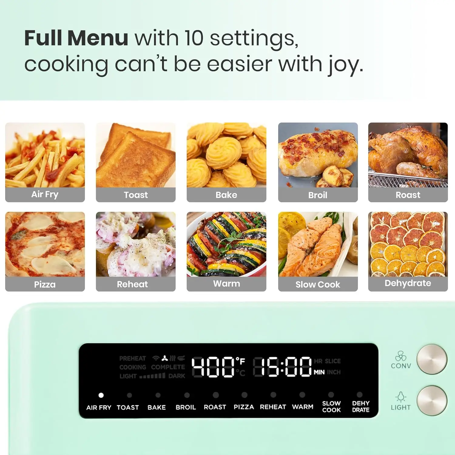 Heating Air Fryer Toaster Oven, Extra Large Countertop Convection Oven 10-in-1 Combo, 6-Slice Toast 2