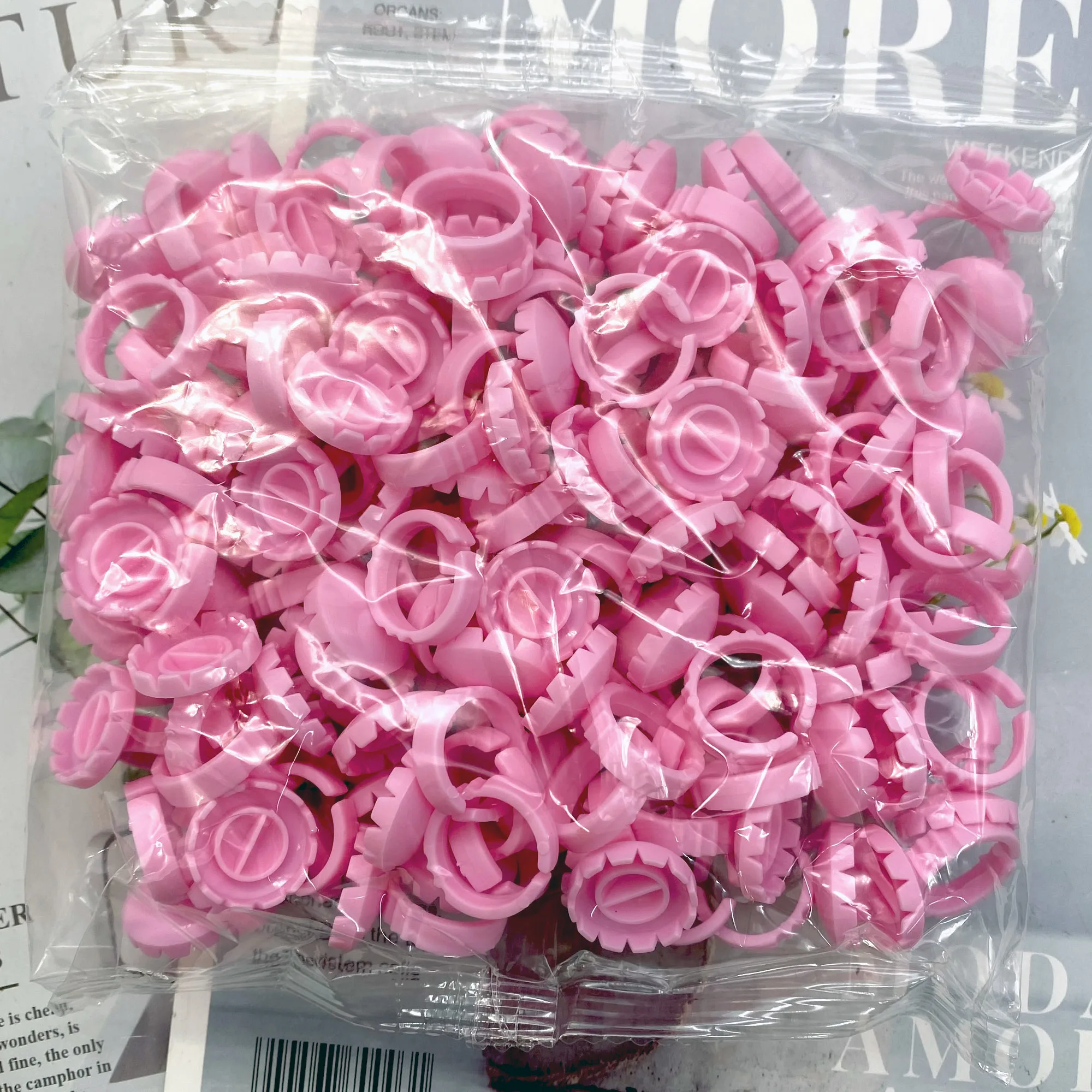 100Pcs Disposable Eyelash Glue Fan Cup Ring Grafting Delay Holder Container Tattoo Pigment Eyelash Extension Tools Lash Supplies