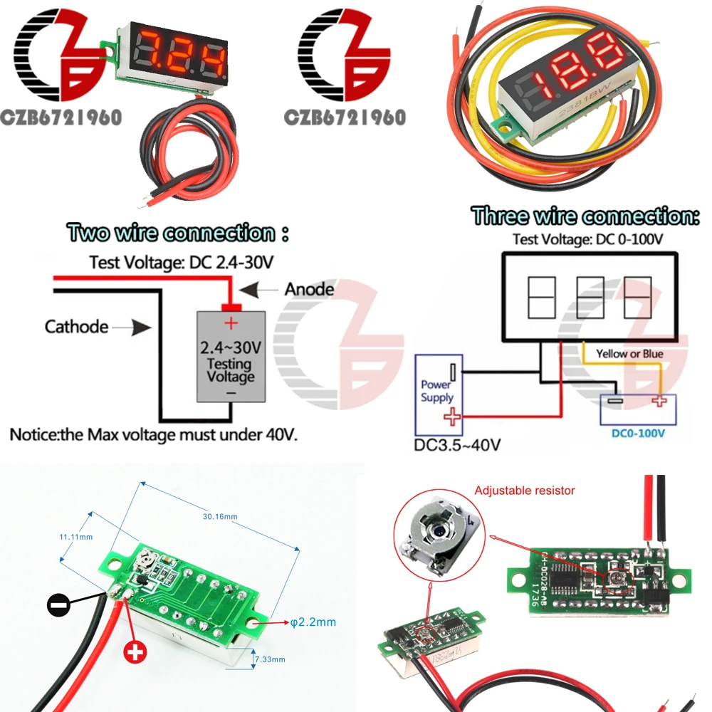 MINI VOLTMETRO DIGITALE 0-30V LED GIALLO da PANNELLO tester auto moto camper eBa