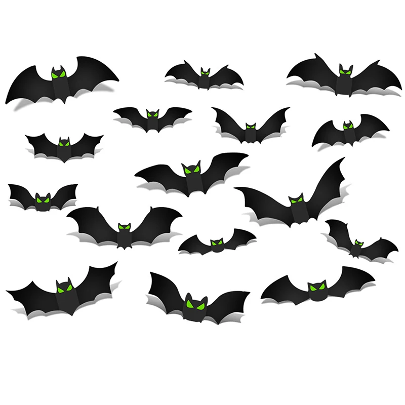 96 Pcs 3D Bat Halloween Night Light Stickers Decorative Supplies Ghost Festival Decoration Wall Stickers