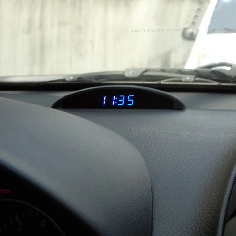 Led Digital Car Clock Automobile Electronic Clock 3 in 1 12V Car Voltmete Temperature Auto Accessories Decoration Ornament car clock air outlet dashboard clock car clock thermometer car voltmeter thermometer