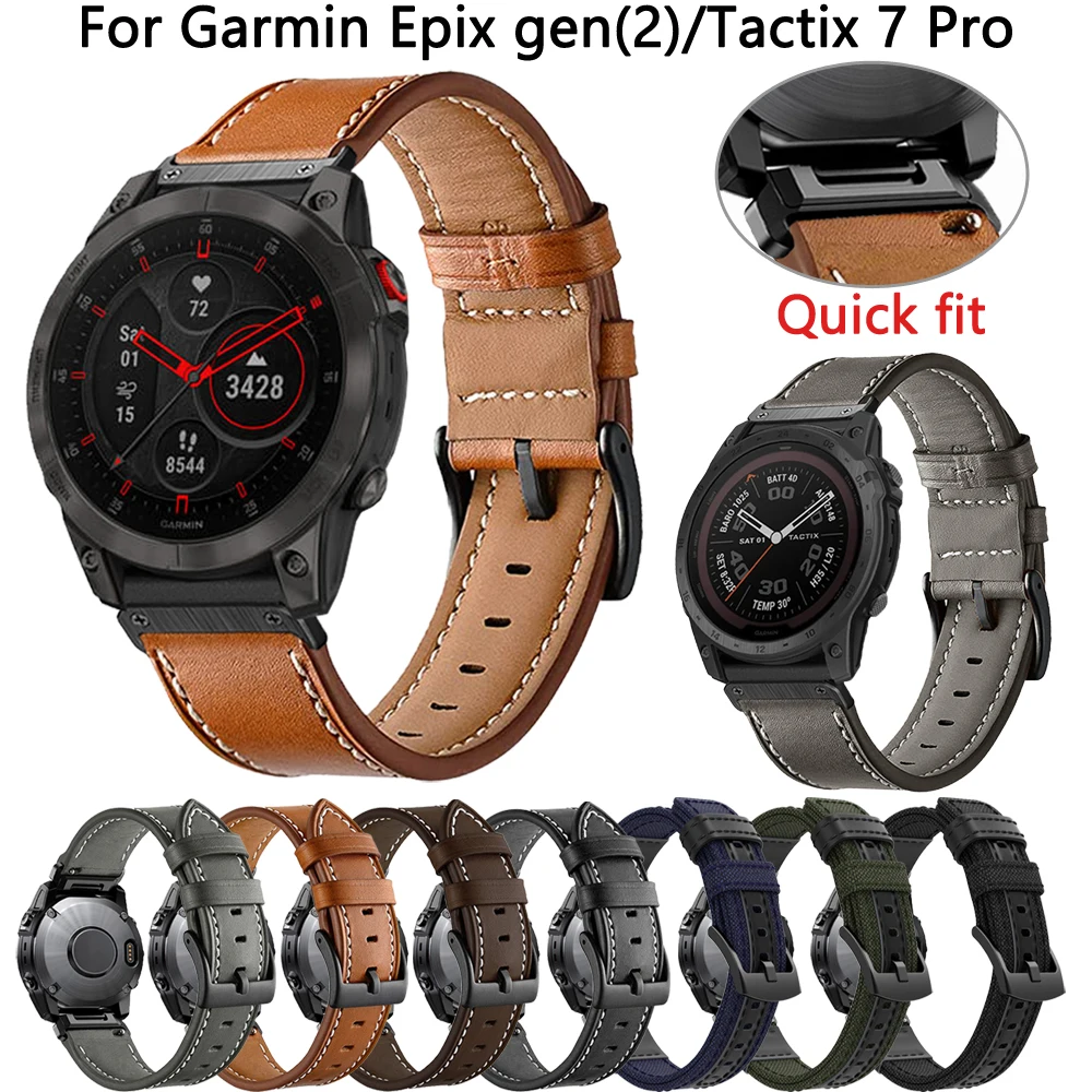 Quick Fit Leather Band For Garmin Epix Gen Enduro 2 Watch Strap Fenix 7 7X 6 6X Pro 5 5X Plus 3