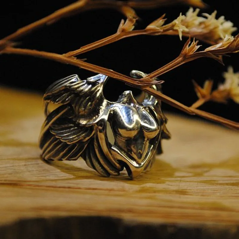 Fashion Retro Virgin Angel Wings Anelli Da Uomo E Da Donna Angel Guardian God Simple Personality Punk Party Gift Jewelry