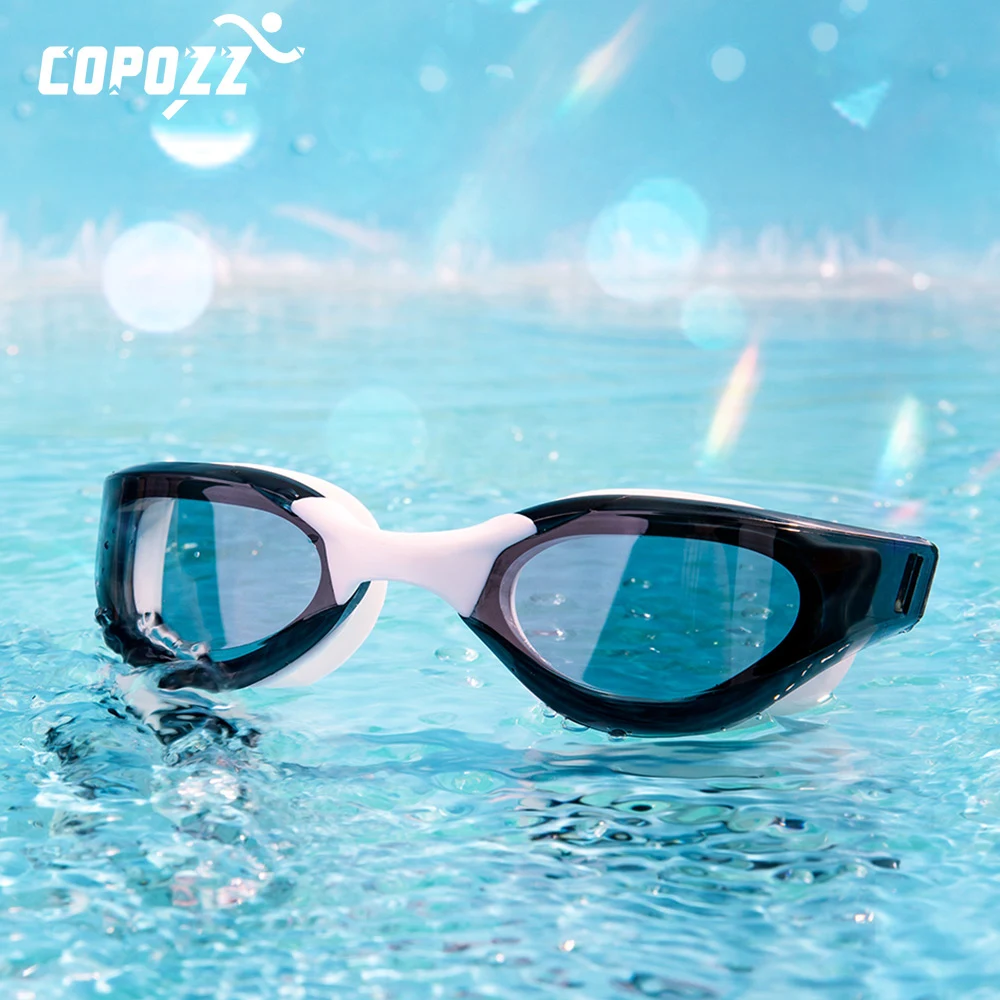 COPOZZ placcatura impermeabile professionale Clear Double Anti-fog occhiali da nuoto Anti-uv uomo donna occhiali occhialini da nuoto con custodia