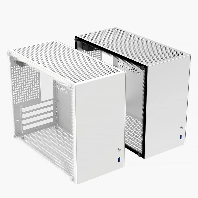 PC Case PC Chassis Computer Chassis Frame All Aluminum MATX Case Side Tempered Glass ATX Power Supply Mini Gaming Computer Desktop Chassis