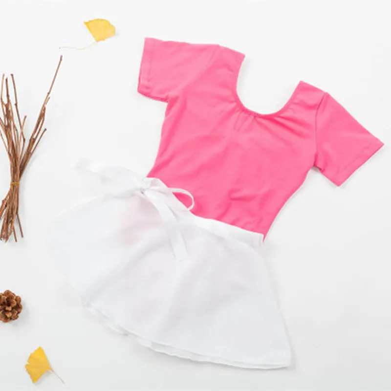 

Classical Ballet Tutus 2 Piece Girls Dance Wear Kids Chiffon Skirt Warp Spandex Short Sleeve Gymnastic Leotard