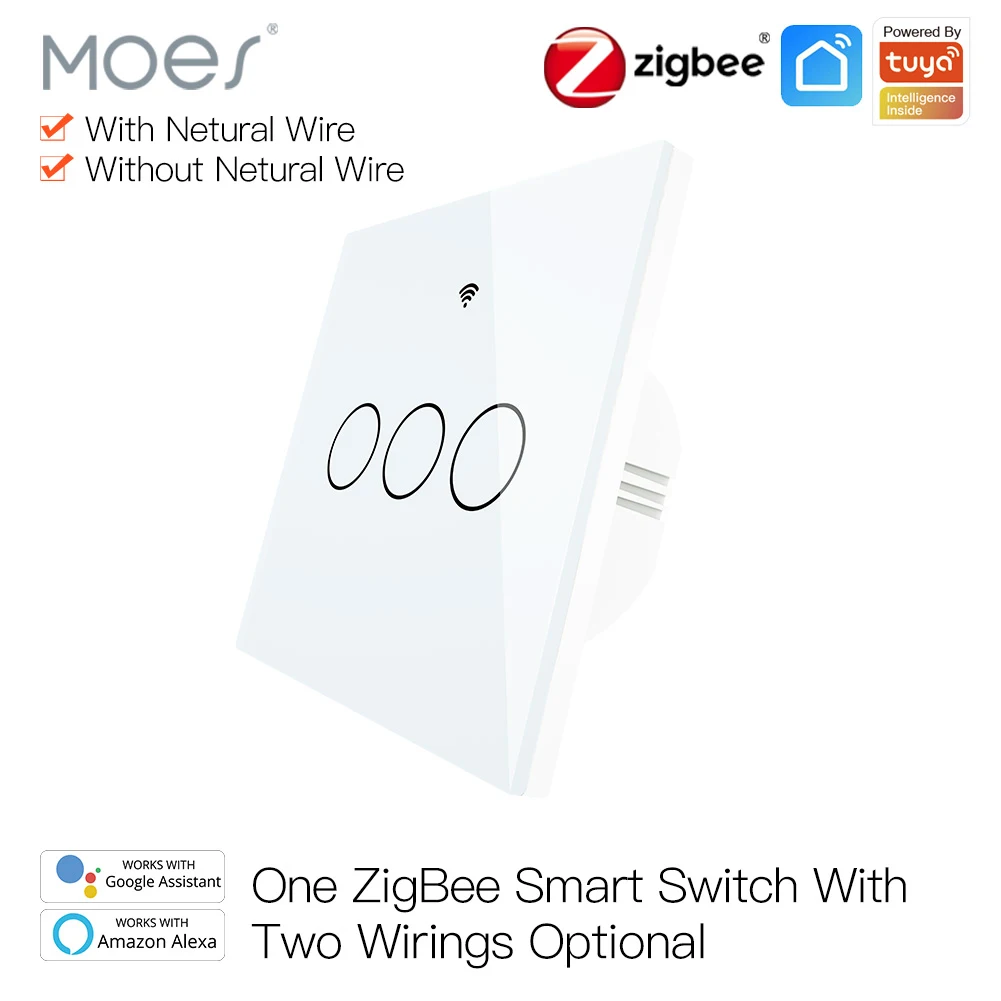 Zigbee Wall Touch Smart Light Switch With Neutral/no Neutral ,no