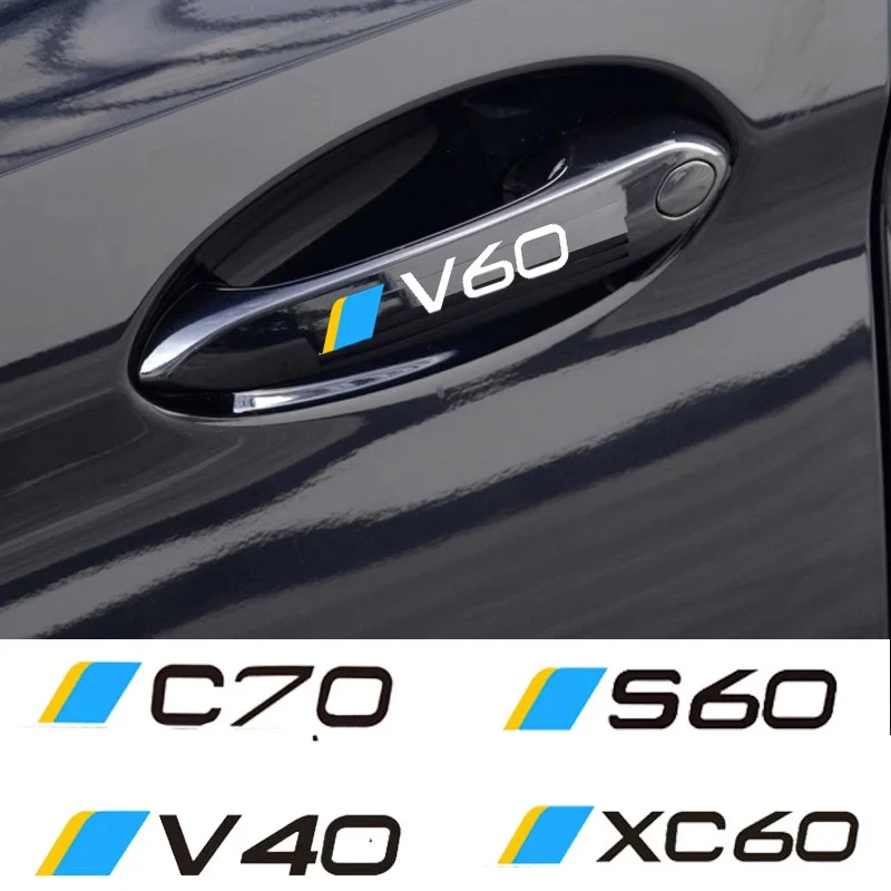 

4Pcs Car Door Handle Sticker For Volvo C30 S60 V50 XC90 XC60 V40 V60 V70 AWD C70 S80 S90 T6 V90 XC40 XC70 S40