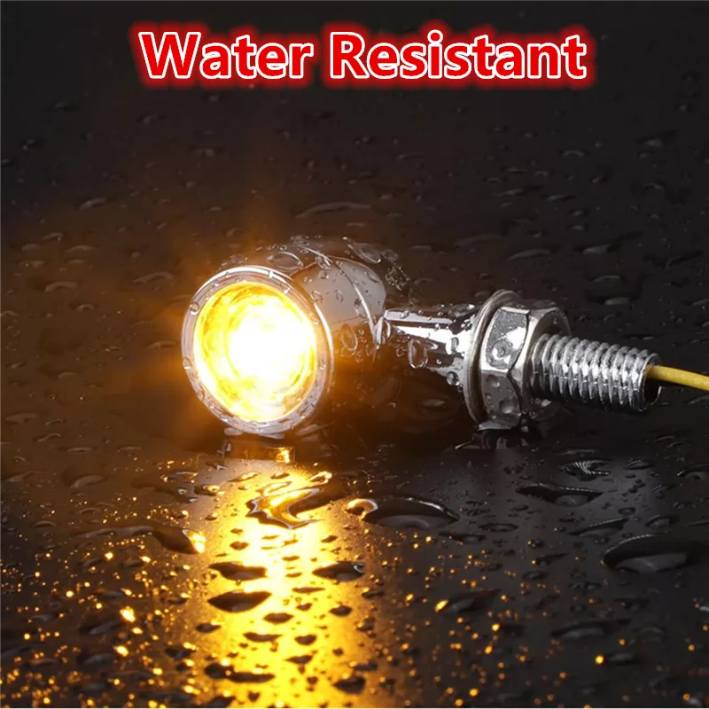4x Amber LED Mini Turn Signal Lights – Chrome Bullet Blinkers For Motorcycles
