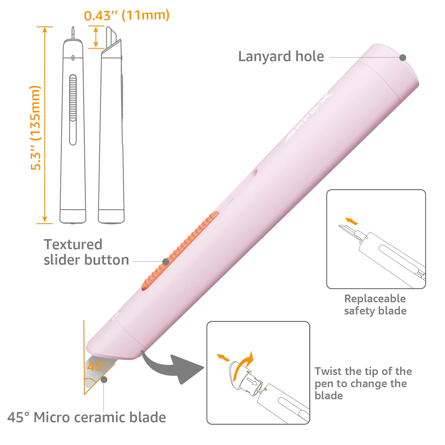SafeX T102,Portable Unpacking Knife, Ceramic Blade, Paper Cutting Knife, Express Delivery Opening Packages