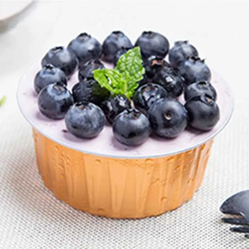 Round Golden 125ml No Lid Baking Mould Air Fryer Oven Foil Cake Cups High Temperature Resistant Aluminium Foil Box Tray(20pcs)