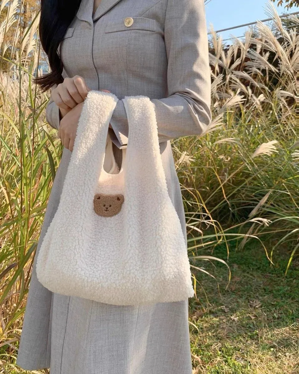 Lamb Plush Personalized Name Mommy Bag, Portable Storage Bag, Multifunctional Mother And Baby Bag, Crossbody Bag 4