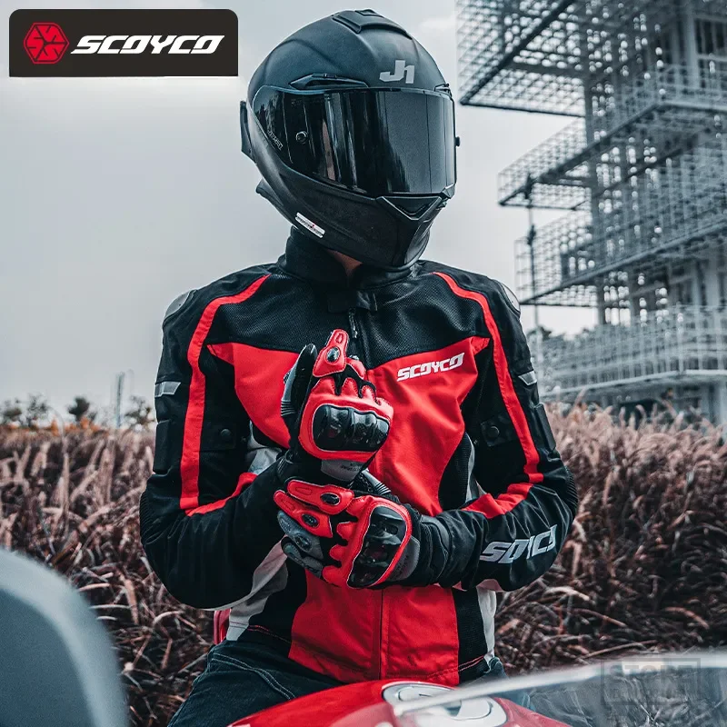 

White Reflective Motocross Coat Anti-fall Motorcycle Equipment Wear-resistant Jacket Breathable Men's Biker Clothing