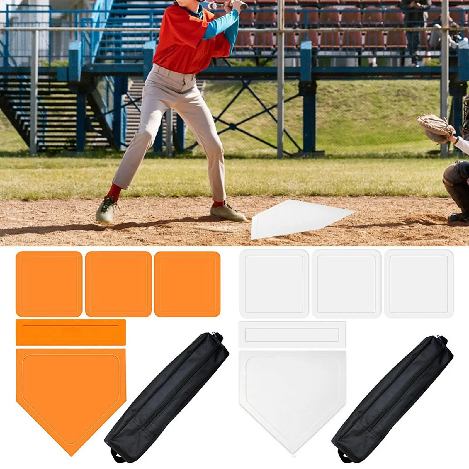 Set Basi Baseball E Softball 5 Pezzi In Gomma, Con 5 Palline Da Allenamento E Borsa – Per Bambini E Adulti, Allenamento In Cortile E Scuola - 2