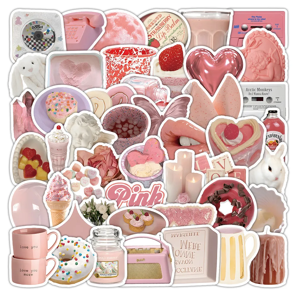 Pastel Pink Aesthetic Stickers - Dreamy Decor for Journals, Phone Cases & Water Bottles