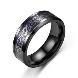 Classic Black Tungsten Celtic Dragon Ring with Red Carbon Fiber Inlay - 8 (PURPLE)