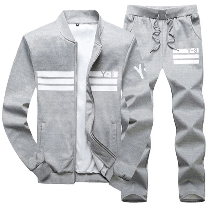 

6XL 7XL M-9XL Men's Sportswear Sets 2023 Spring Fall Sporting TrackSuit Men 2 Piece Jacket + Pants Set Male Fitness