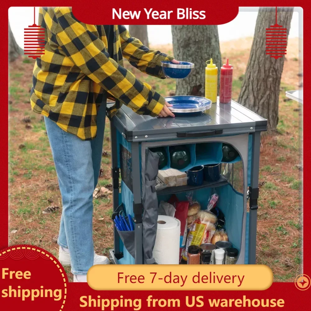 

Robinia Quick Fold Pantry With Table Top 27" X 17" X 28" Desk Blue Picnic Camping Chair Dining Tables Supplies Pliante Outdoor