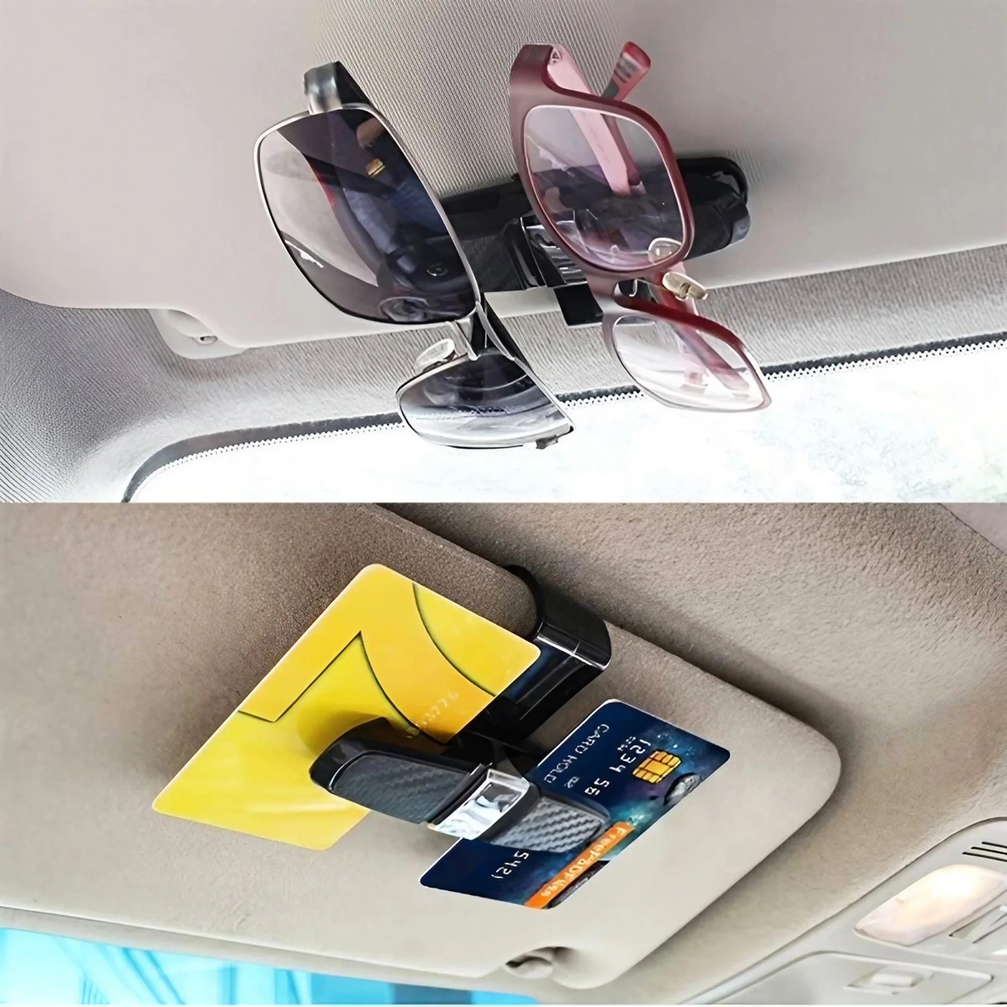 Universal Car Sun Visor Glasses Holder with Ticket Card Clip