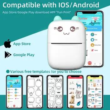 1PC 휴대용 미니 블루투스 WiFi 새로운 잘못된 프린터 휴대 전화 사진 제목 노트 뜨거운 인쇄 포켓 학생 오류 라벨 프린터