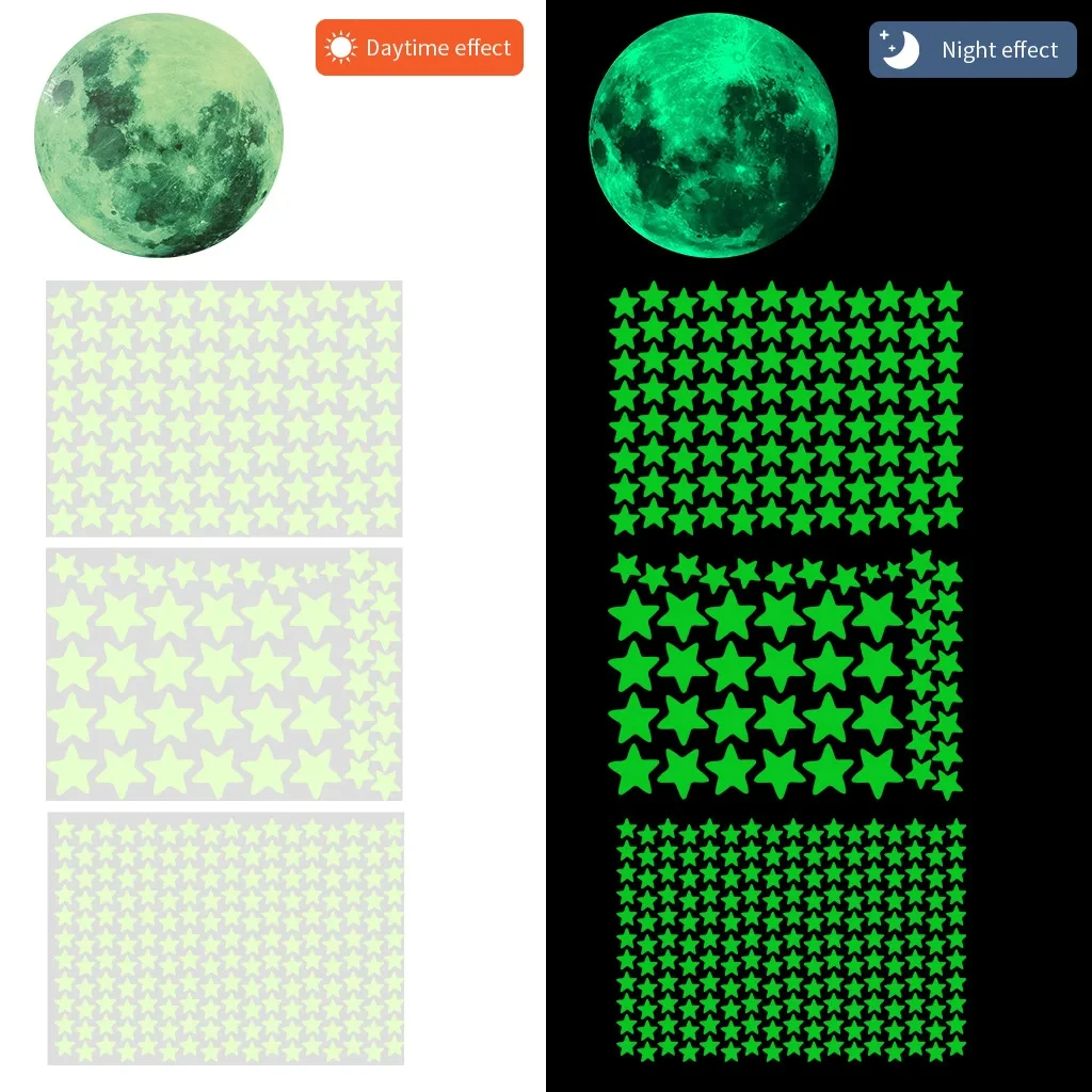 Starry Sky Glow In The Dark Stickers Moon Fluorescent Star Ceiling Luminous Stickers Set For Children's Room luminous wall stickers fluorescent tape luminous tape fluorescent stickers