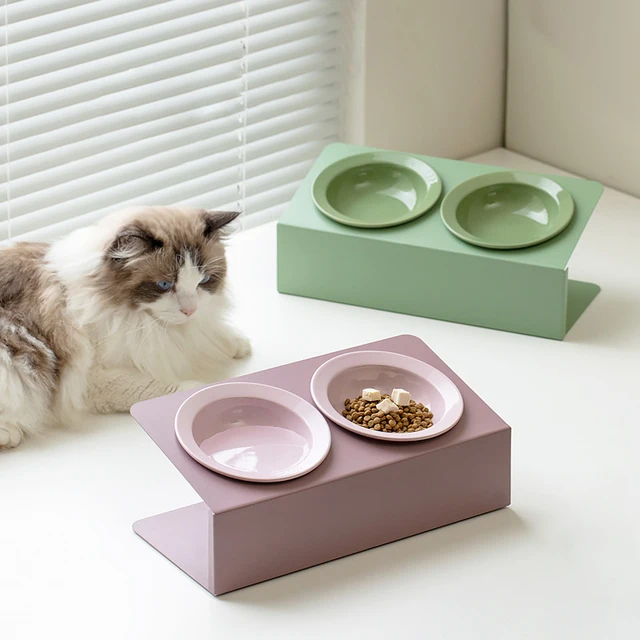 Cat Double Ceramic Bowl with Iron Stand Pet Elevated Raised Food Water Bowls Small Dogs Drinking Eating Feeding Supplies Cat Double Ceramic Bowl with Iron Stand Pet Elevated Raised Food Water Bowls Small Dogs Drinking Eating Feeding Supplies