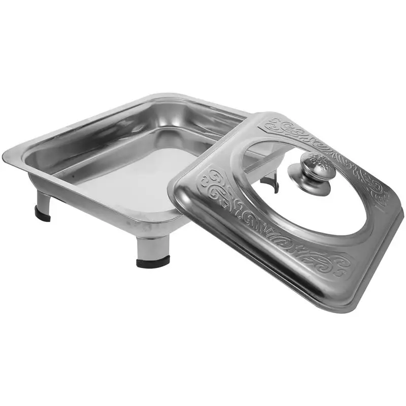 Stainless Steel Food Warmer Chafing Dish Food Tray Chafer Set Pan Dishes Warmer Server Warmers Metal Pot Pans Catering Warming Trays