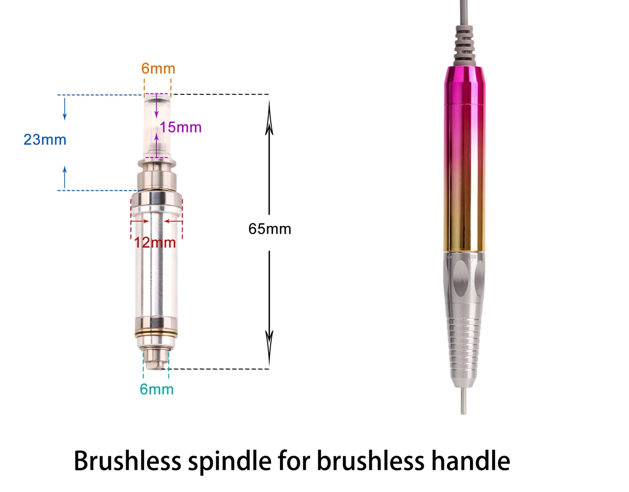 Brushless Spindle 1 Piece Nail Drill Accessories Brushless Handle Spindle Carbon Brush 5