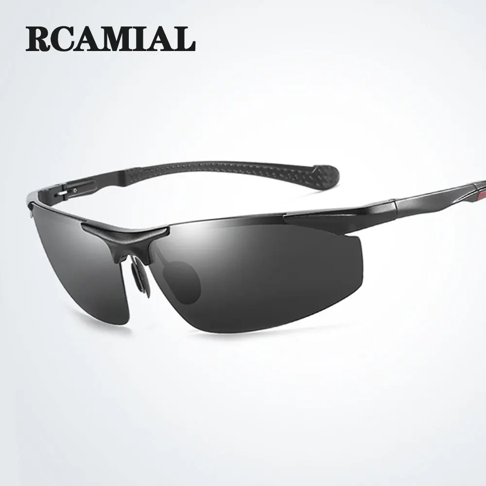 

RCAMIAL Sport Polarized Sunglasses Men Anti-Glare Lens UV400 Aluminium Magnesium Frame Driving Sun Glasses For Fishing