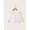 Kids Girl 1-6Y Button T Shirt Hollow Lace Collar White Long Sleeved Lovely Korean Version Top Autumn Toddler Girl Clothes 5