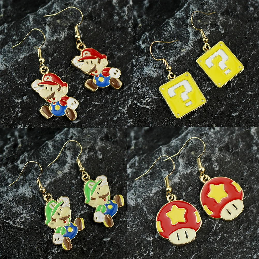 Super Mario Bros Cartoon Earrings Game Luigi Yoshi Toad Peach Accessories Anime Figure Acrylic Fashion Earrings Birthday Gift