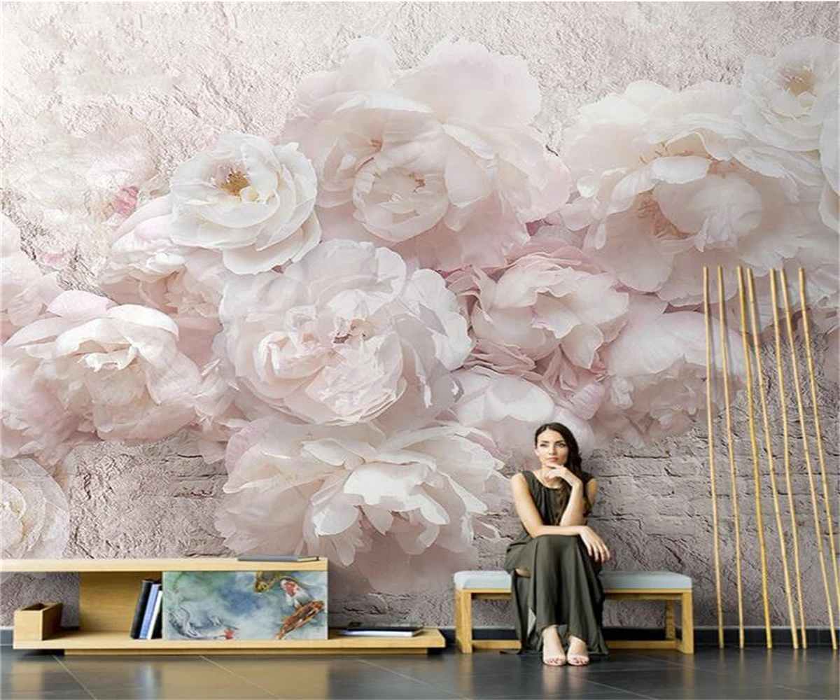

Настенные 3D-обои с изображением роз для свадебной комнаты, тематические Настенные рисунки с розовыми цветами для спальни, прикроватной тумбочки, гостиной